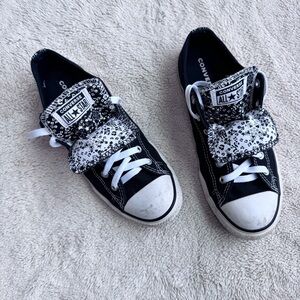 Converse Double Tongue Black/White/Floral Patterned Sneakers